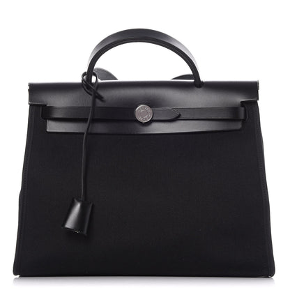 Hermes Military Toile Vache Hunter Herbag Zip PM 31 Black 1 of 8