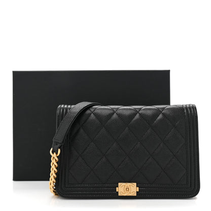 Chanel Caviar Quilted Boy Wallet On Chain WOC Black 14 of 14