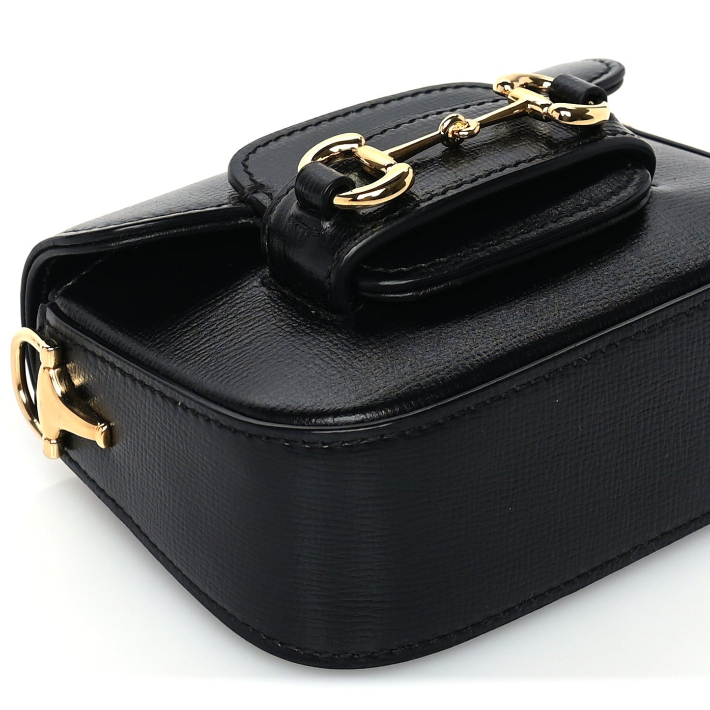 Azalea Calfskin Horsebit 1955 Super Mini Crossbody Bag  Black