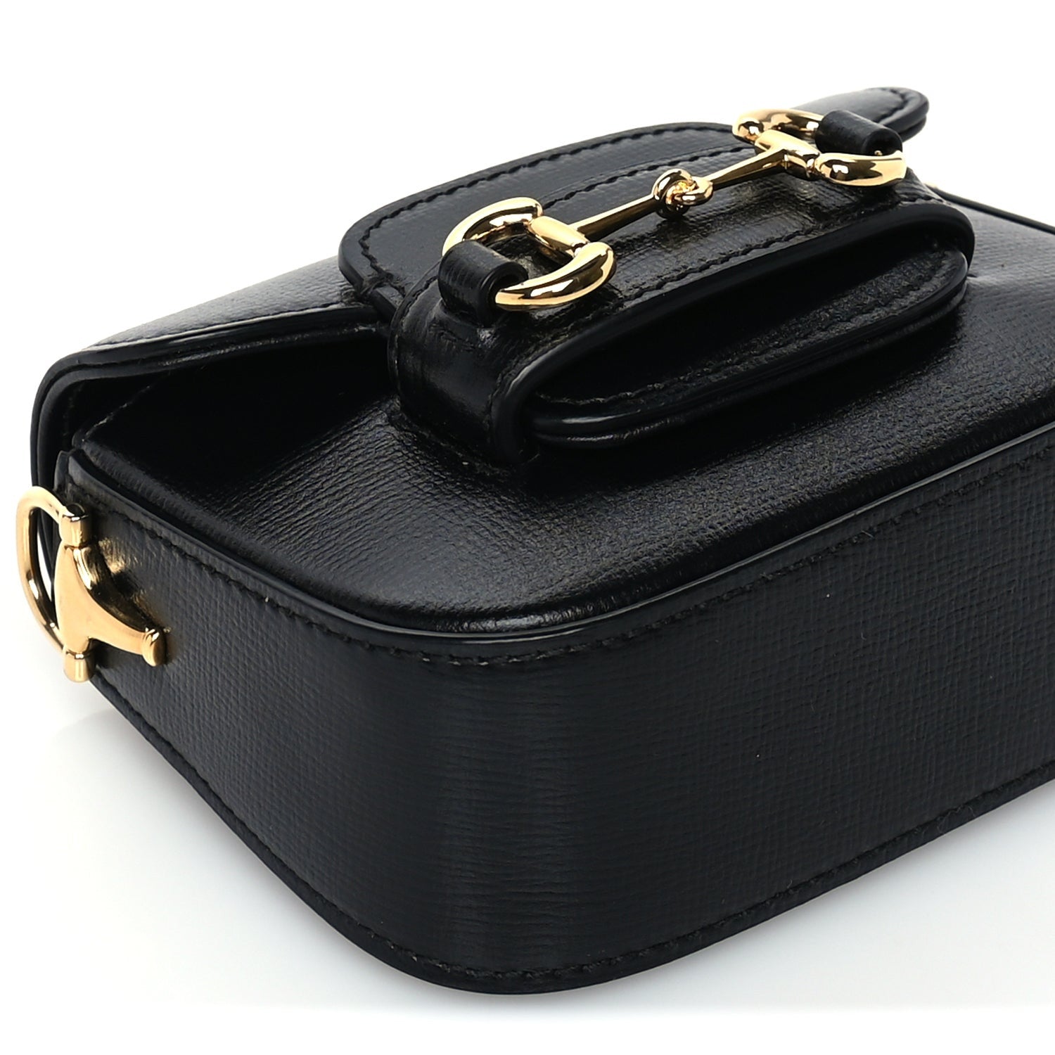Gucci Azalea Calfskin Horsebit 1955 Super Mini Crossbody Bag  Black 7 of 8
