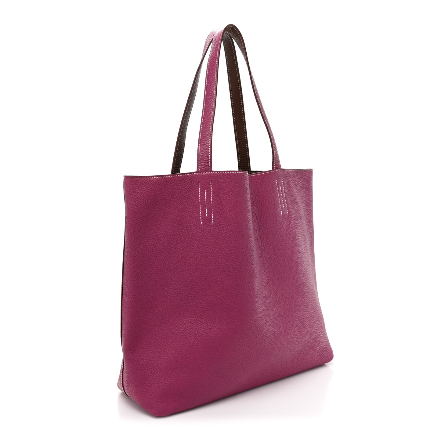 Taurillon Clemence Double Sens 36 Reversible Tote Marron Tosca