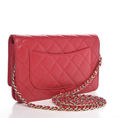 Chanel Lambskin Quilted Wallet On Chain WOC Pink 3 of 9