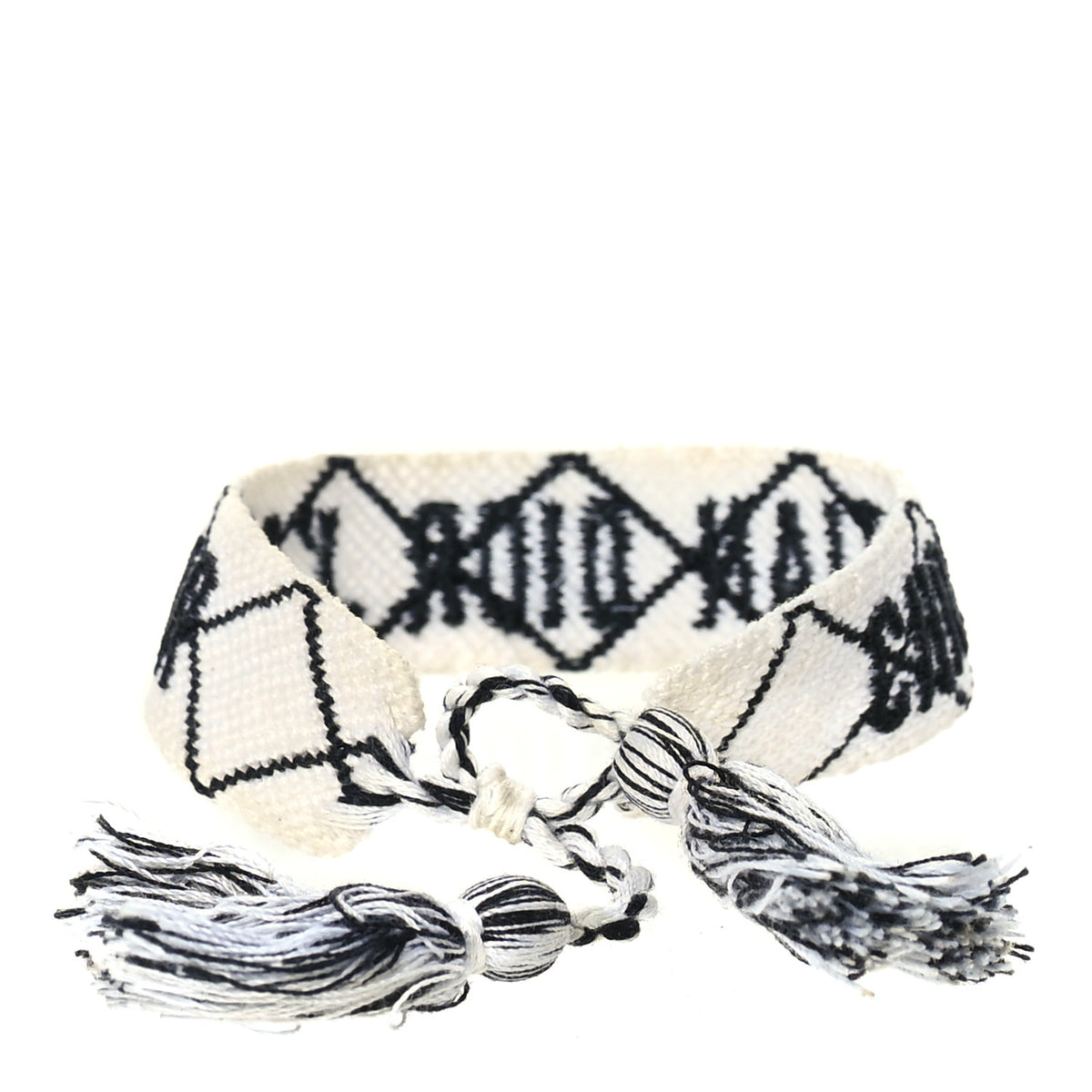 Woven Cotton J'Adior Friendship Bracelet White Black