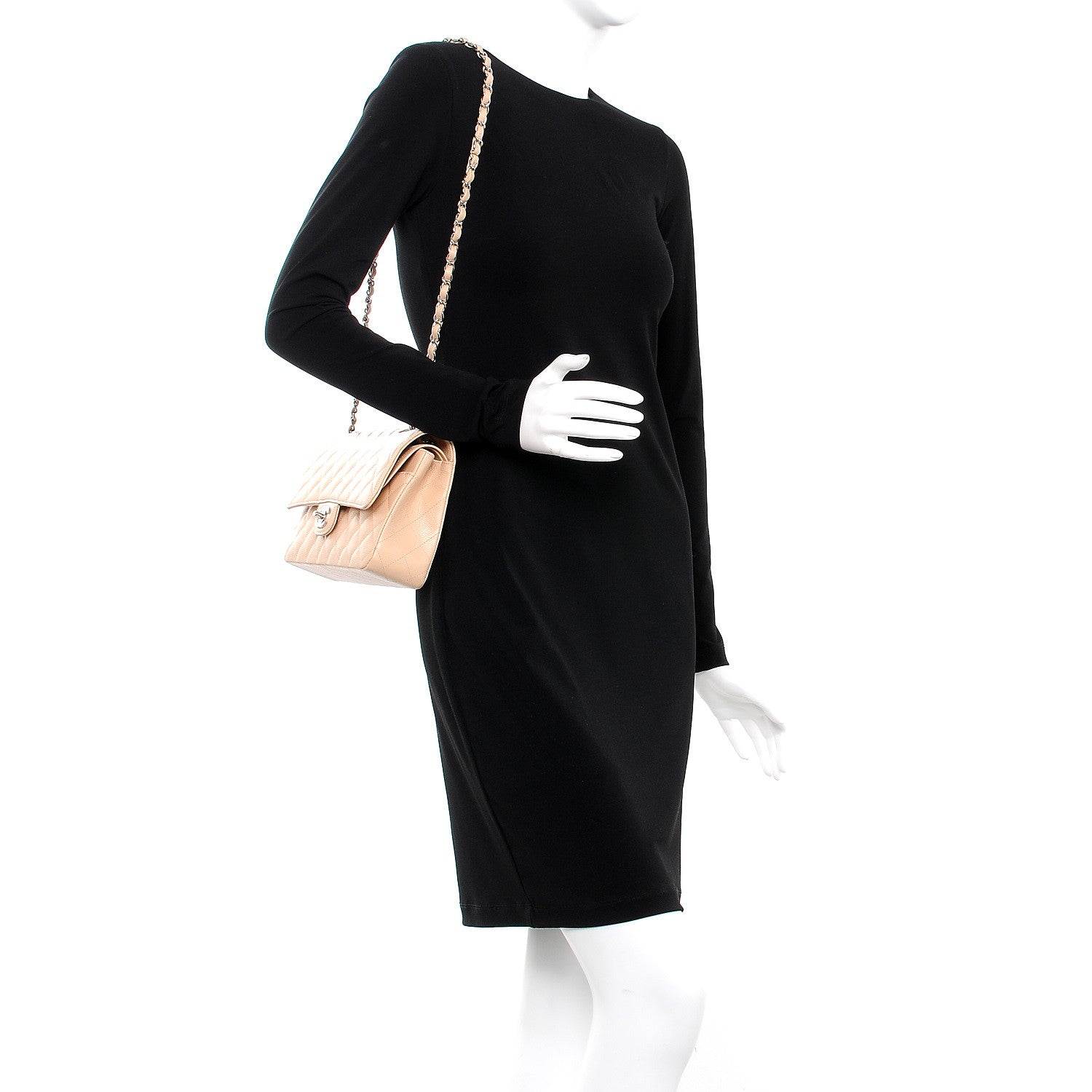 Chanel Caviar Quilted Medium Double Flap Beige Clair 2 of 8