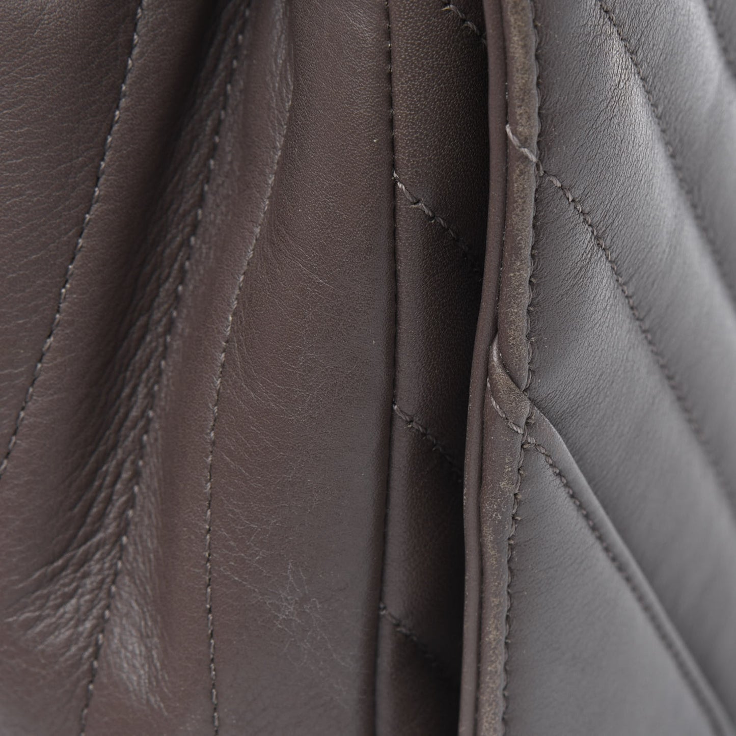 Calfskin Chevron Quilted Small Statement Flap Khaki