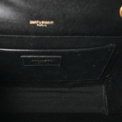 Saint Laurent Grain De Poudre Textured Mixed Matelasse Triquilt Medium Monogram Satchel Black 4 of 8