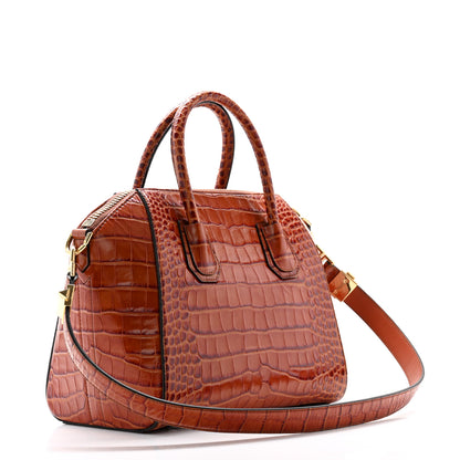 Givenchy Calfskin Crocodile Embossed Small Antigona Cognac 3 of 13