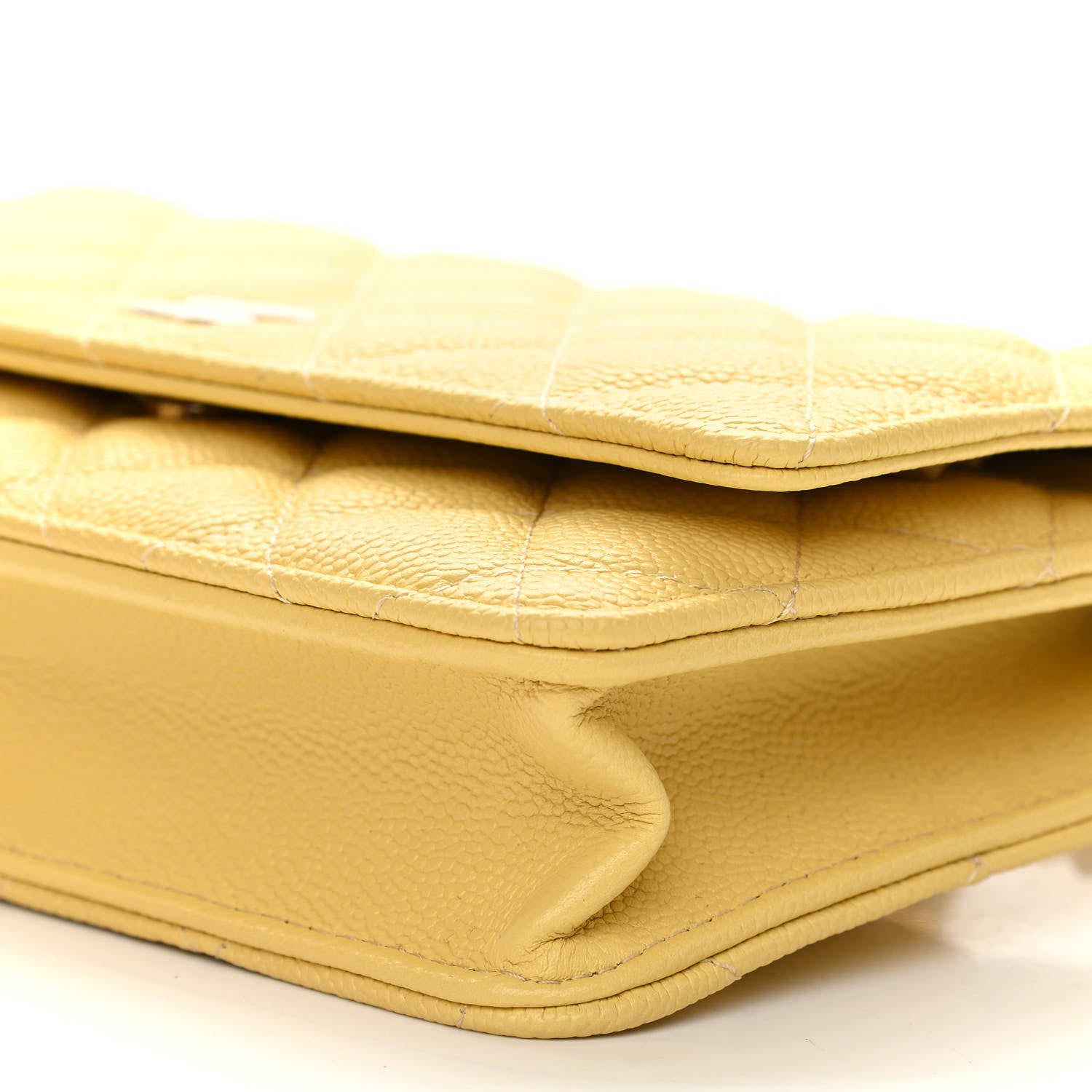 Chanel Caviar Quilted Tiny CC Wallet On Chain WOC Yellow 10 of 12