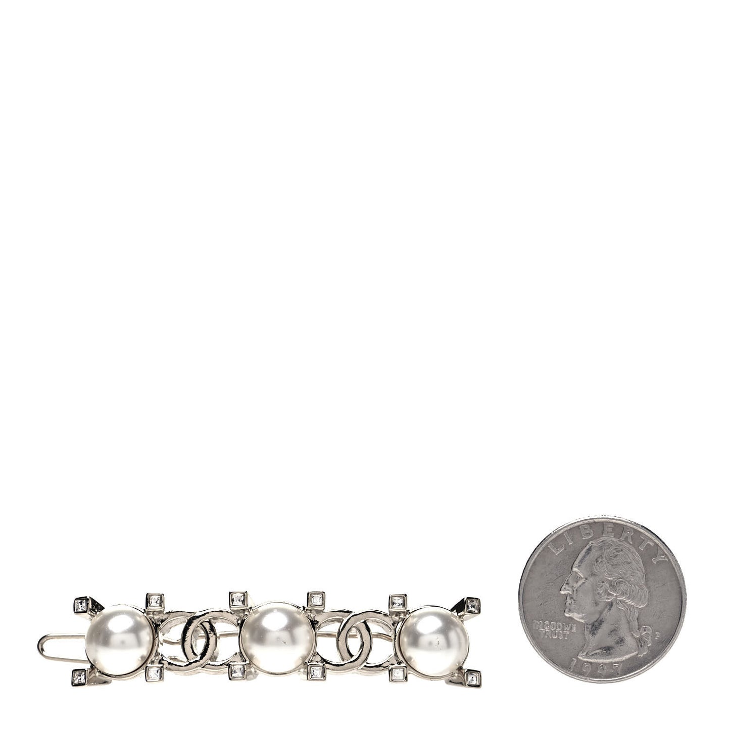 Pearl Crystal CC Hair Clip Gold