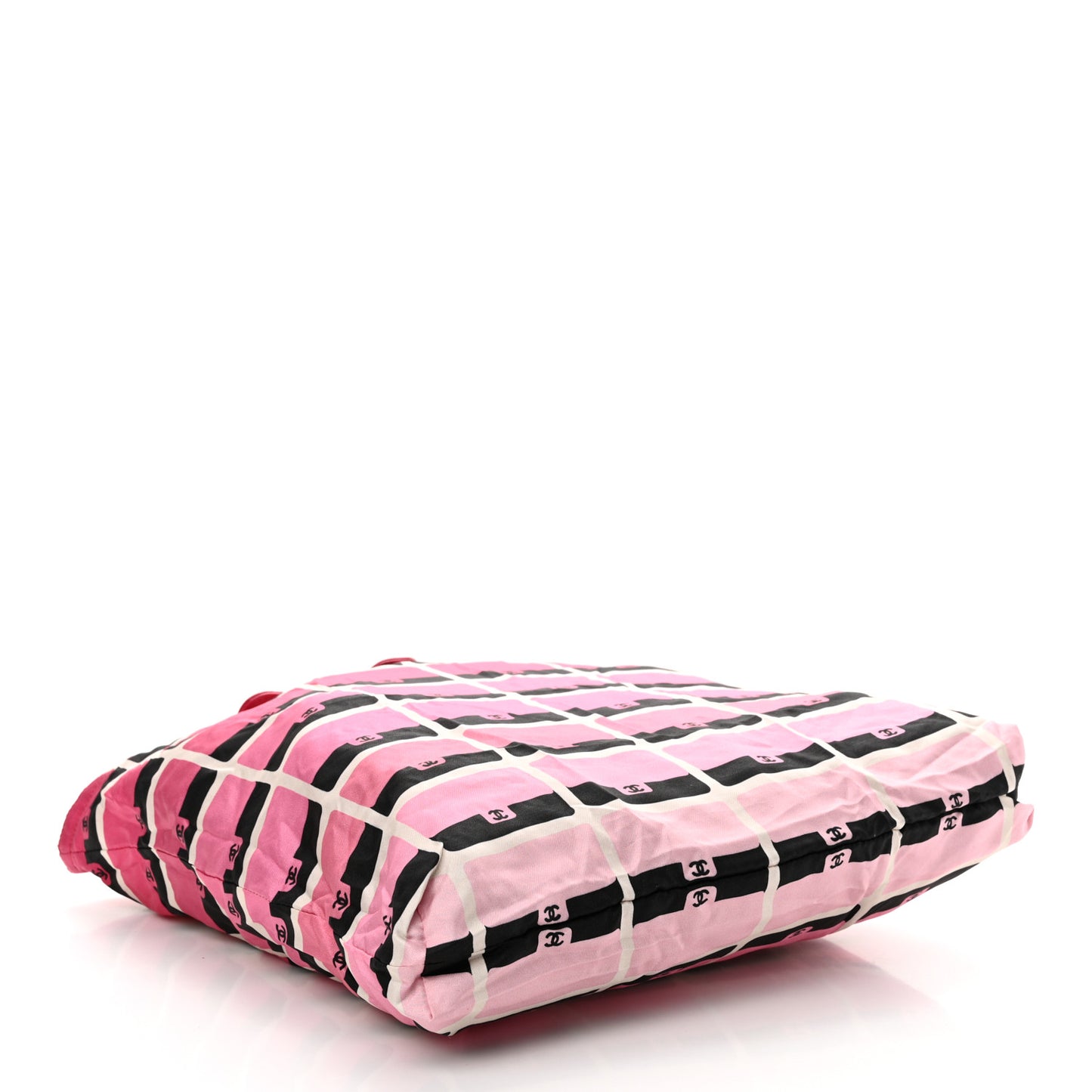 Caviar Fabric Quilted Foldable Tote With Chain Pink Multicolor