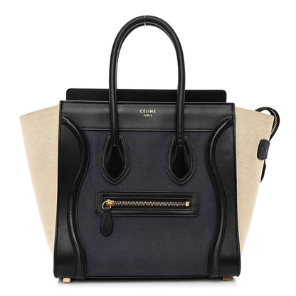 Celine Canvas Smooth Calfskin Micro Tri-Color Luggage Navy Blue 1 of 12