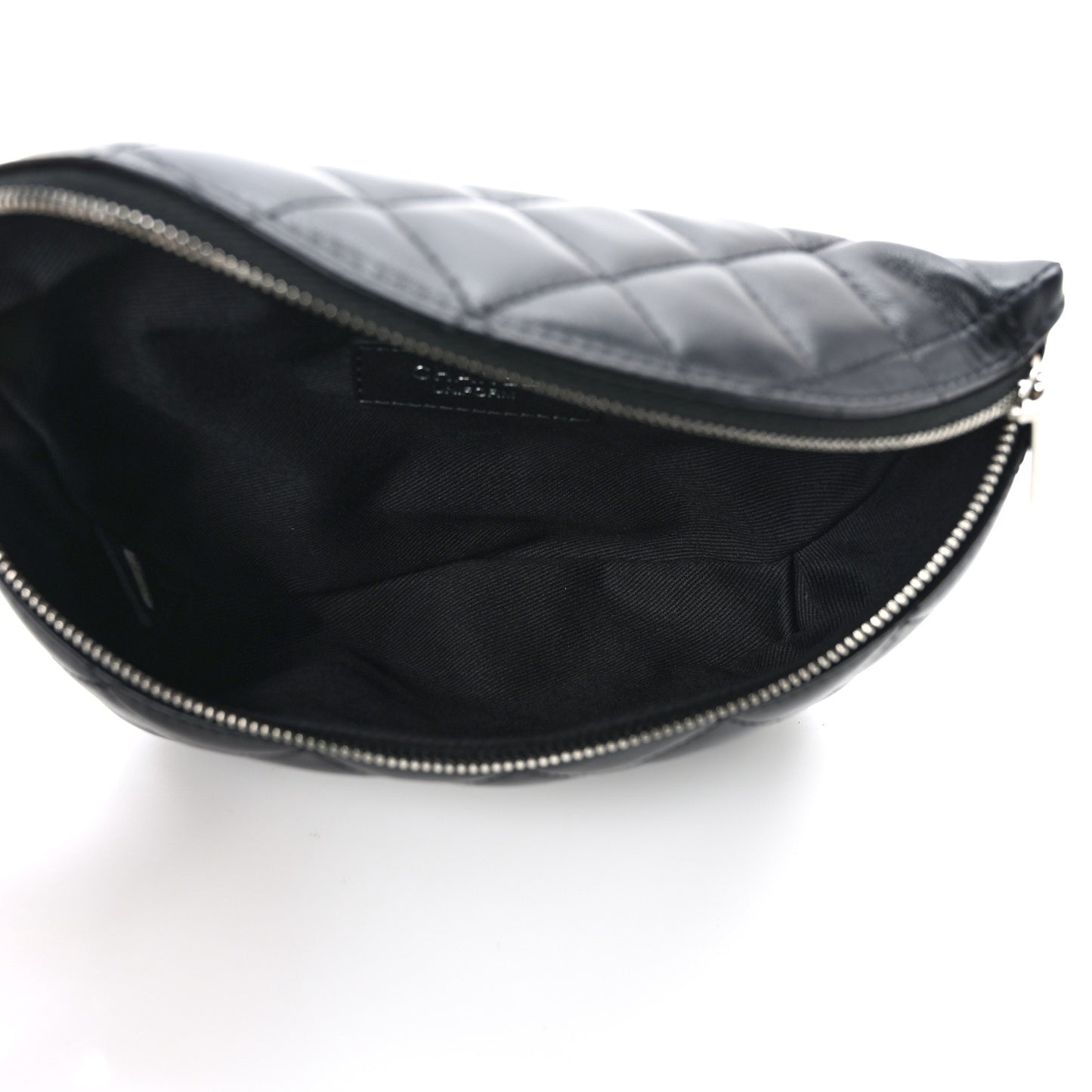 Lambskin Quilted Waist Belt Bag Black