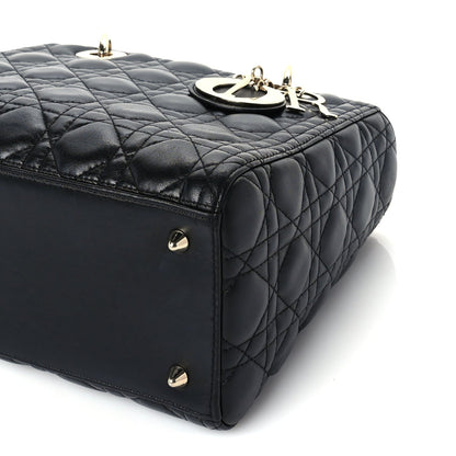 Christian Dior Lambskin Cannage Medium Lady Dior  Black 9 of 9