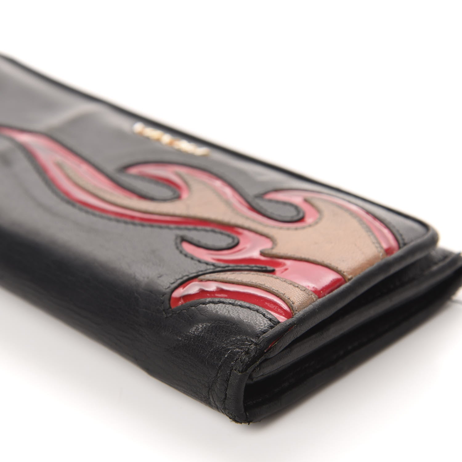 Prada Nappa Flame Continental Flap Wallet Black 9 of 13