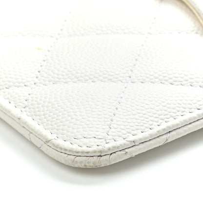 Chanel Caviar Quilted Classic Flat Wallet Pouch White 11 of 17