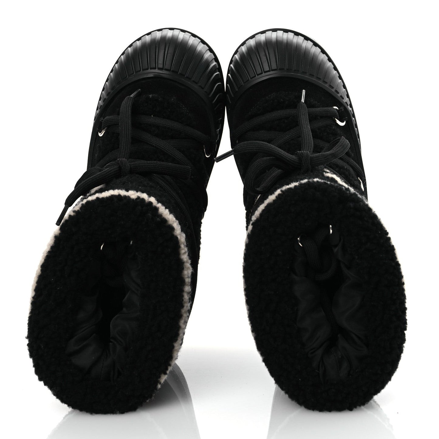 Suede Shearling Polar Flat Half Boots Black