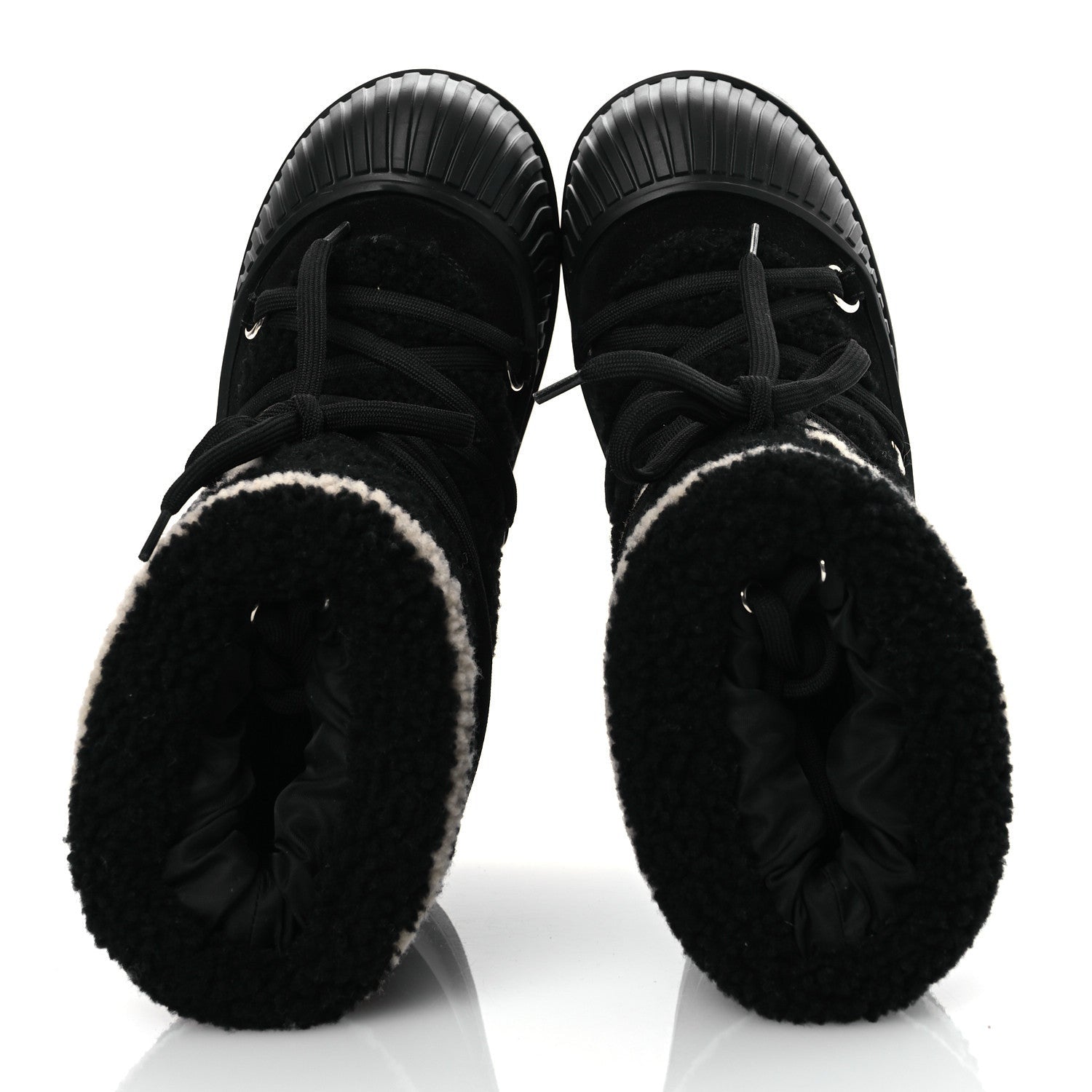 Louis Vuitton Suede Shearling Polar Flat Half Boots Black 2 of 7