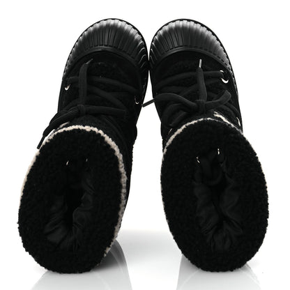 Louis Vuitton Suede Shearling Polar Flat Half Boots Black 2 of 7