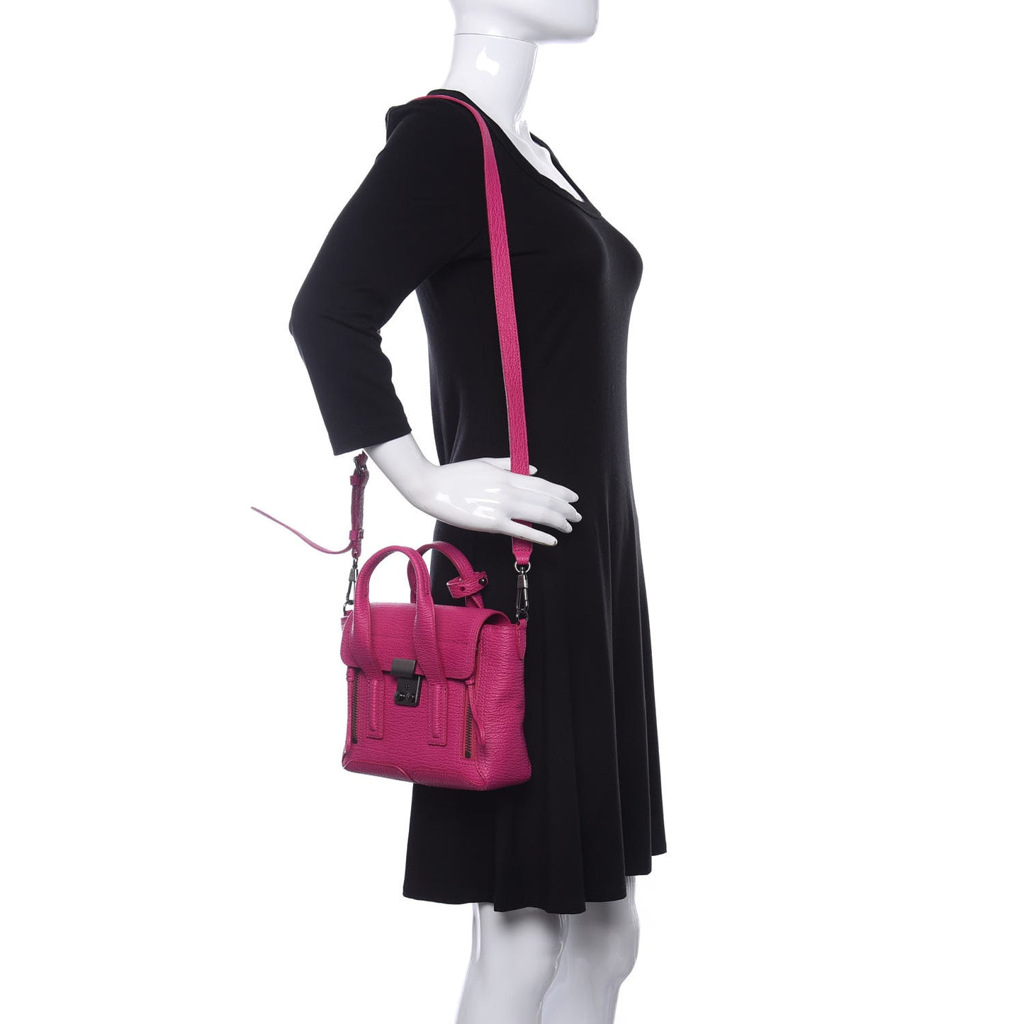Textured Calfskin Mini Pashli Satchel Fuschia
