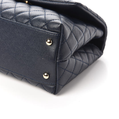 Chanel Caviar Lizard Quilted Small Coco Handle Flap Navy Blue 7 of 10