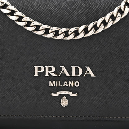 Prada Saffiano Chain Shoulder Bag Black 8 of 12