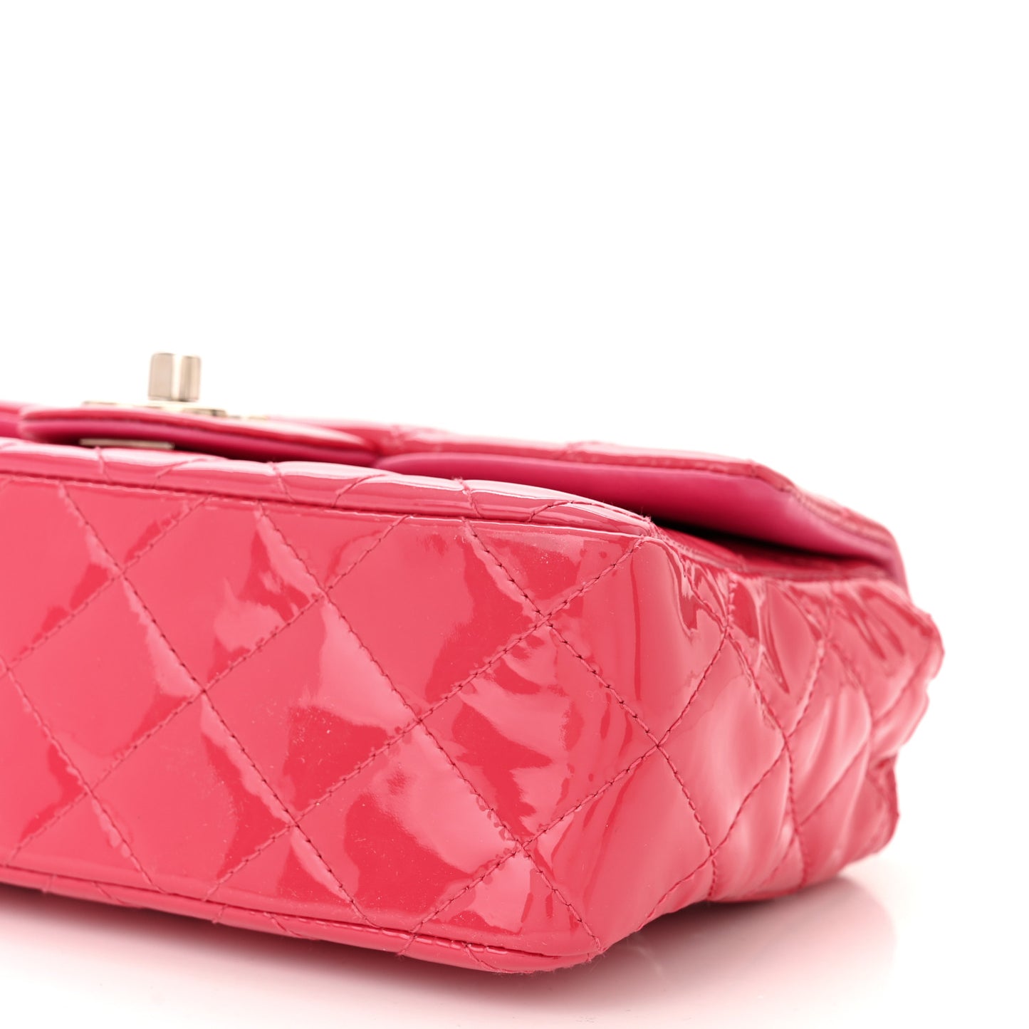 Patent Calfskin Quilted Mini Rectangular Flap Pink