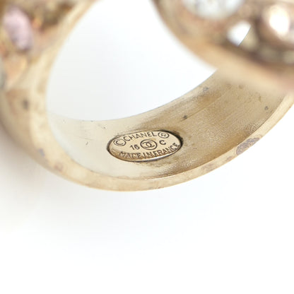 Chanel Crystal CC Cluster Ring 52 6 Gold Multicolor 4 of 5
