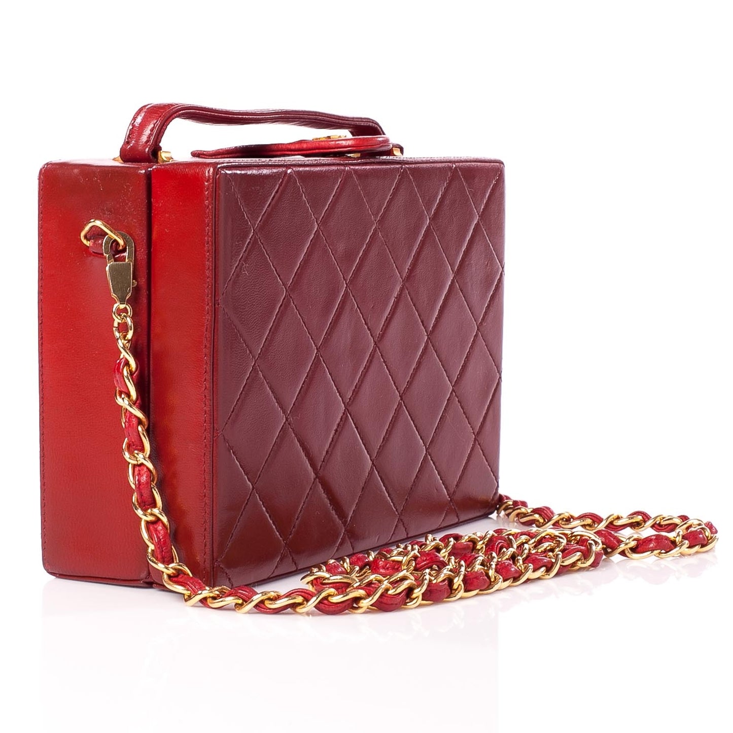 Lambskin Quilted Box Bag Red