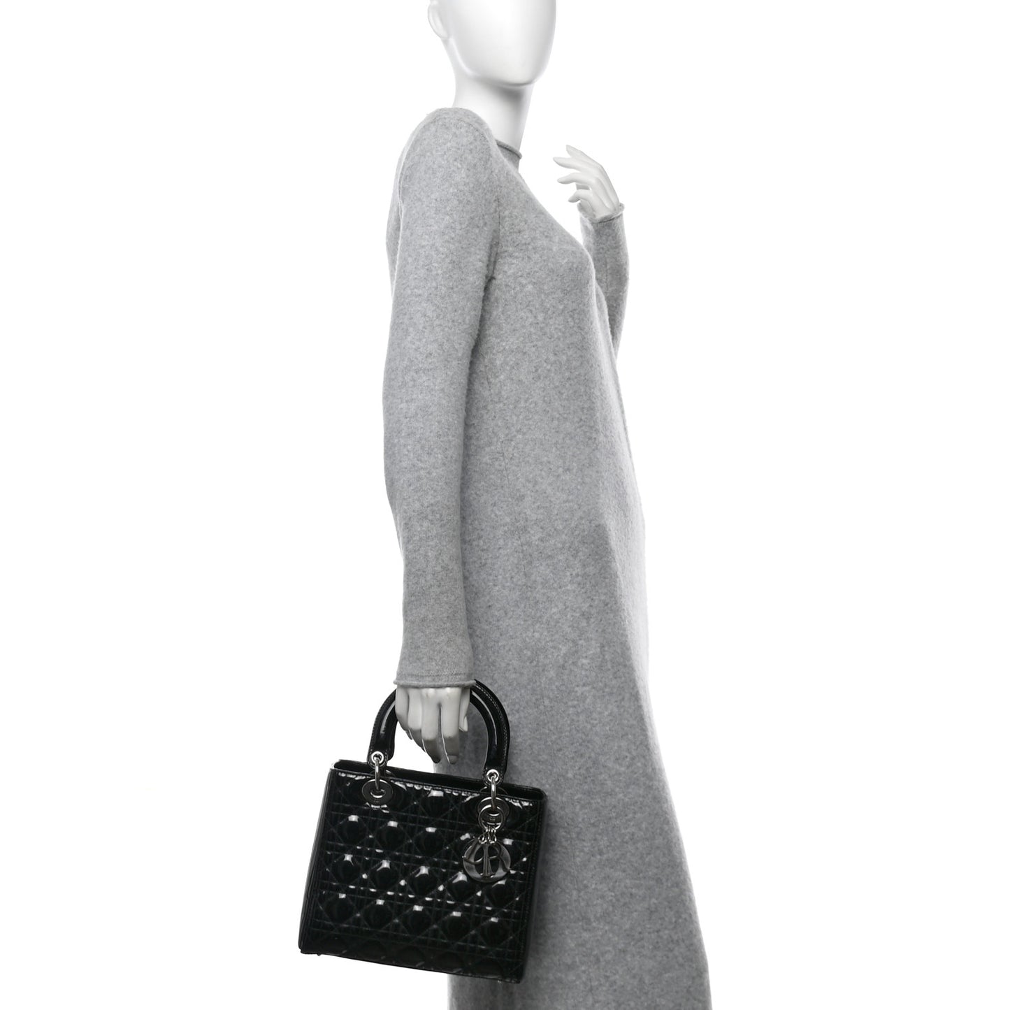 Patent Cannage Medium Lady Dior Black