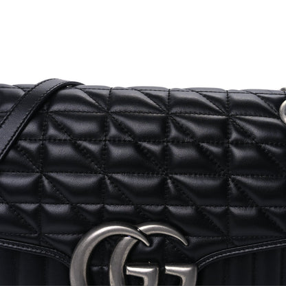Gucci Calfskin Matelasse Aria Medium GG Marmont Shoulder Bag  Black 6 of 8