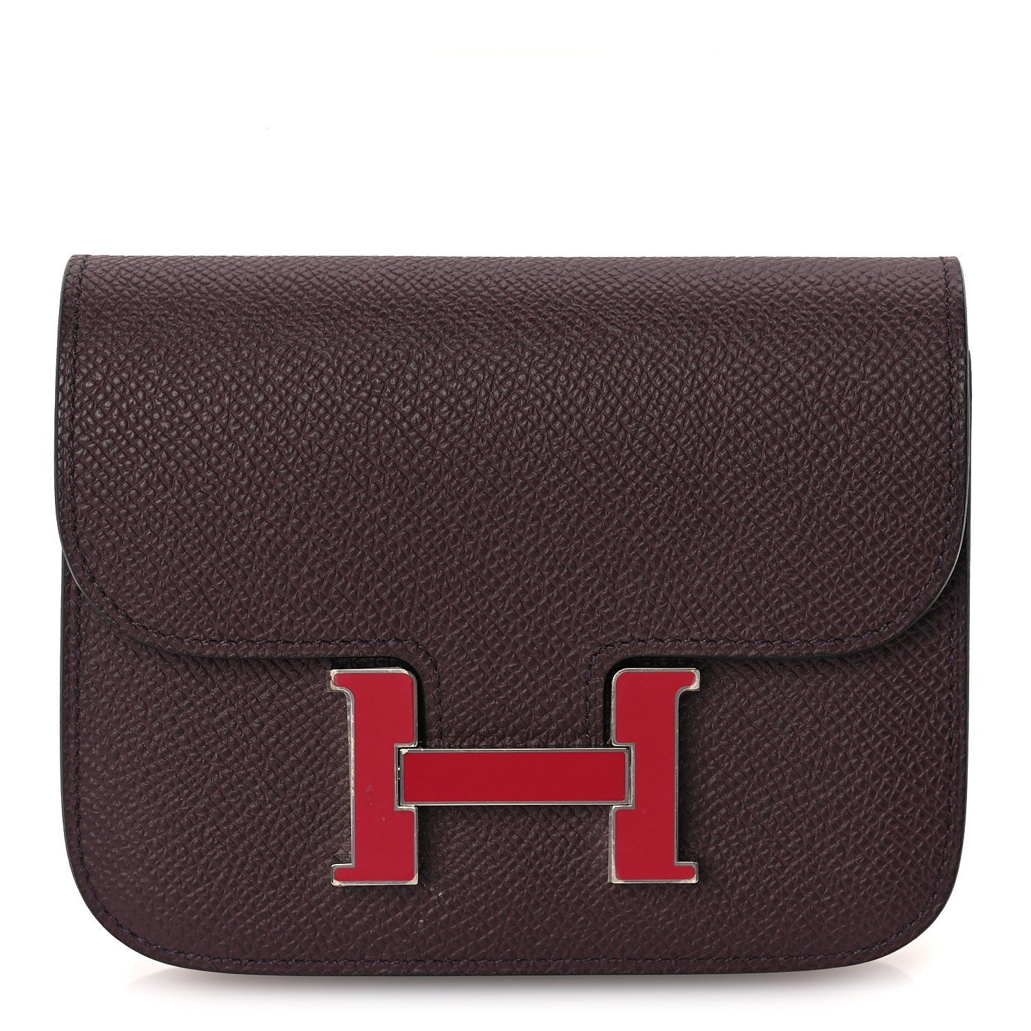 Hermes Epsom Enamel Constance Slim Wallet  Rouge Sellier Framboise 7 of 7