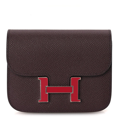 Hermes Epsom Enamel Constance Slim Wallet  Rouge Sellier Framboise 7 of 7