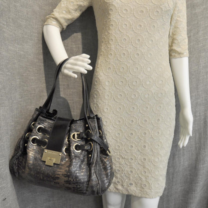 Jimmy Choo Lizard Embossed Leather Riki Bag 3 of 10