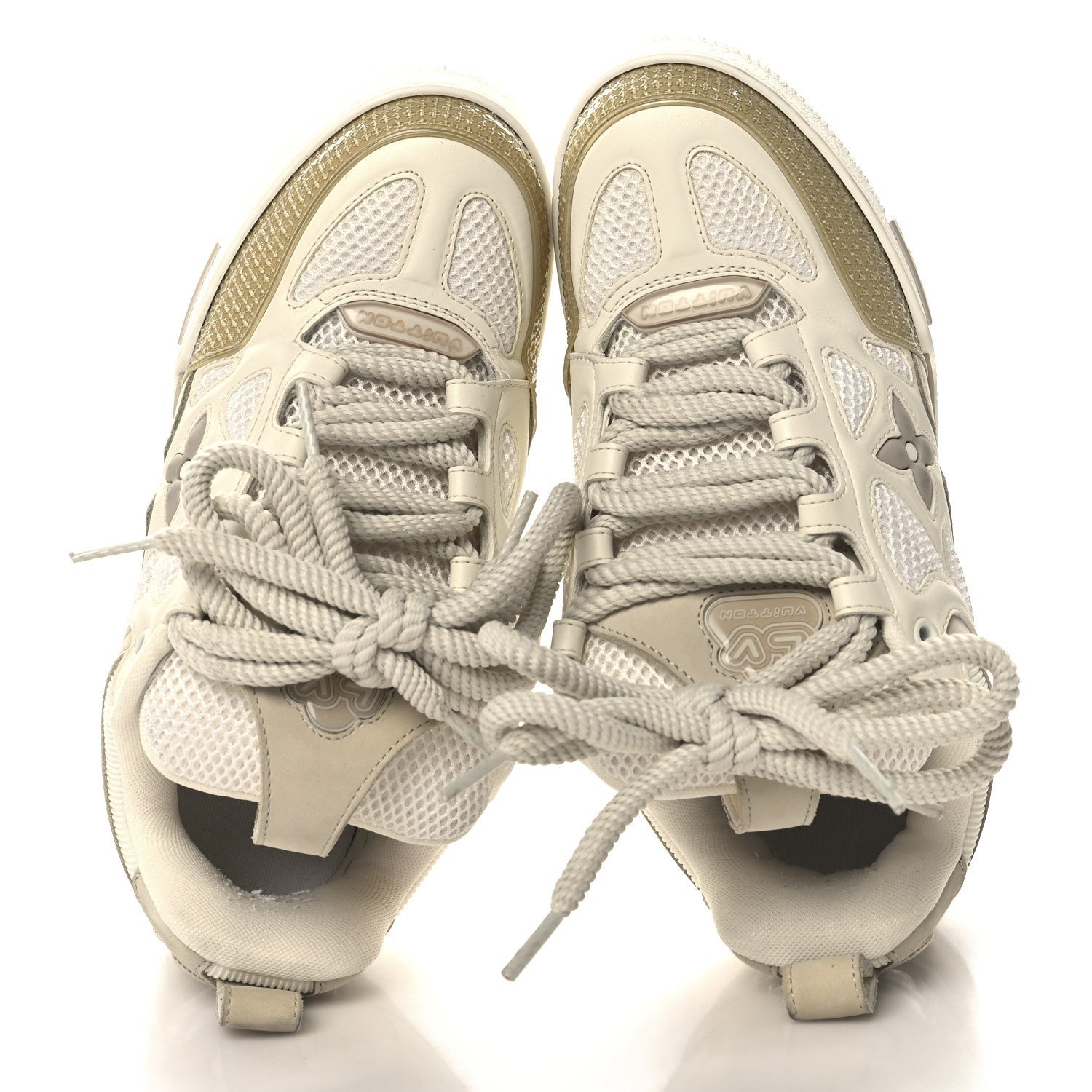 Louis Vuitton Calfskin Mesh Womens LV Skate Sneaker Beige White 2 of 7