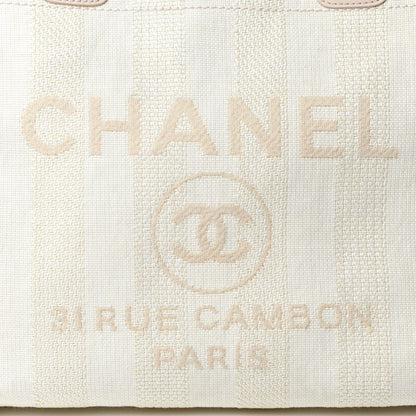 Chanel Straw Raffia Calfskin Striped Small Deauville Tote Beige 11 of 11