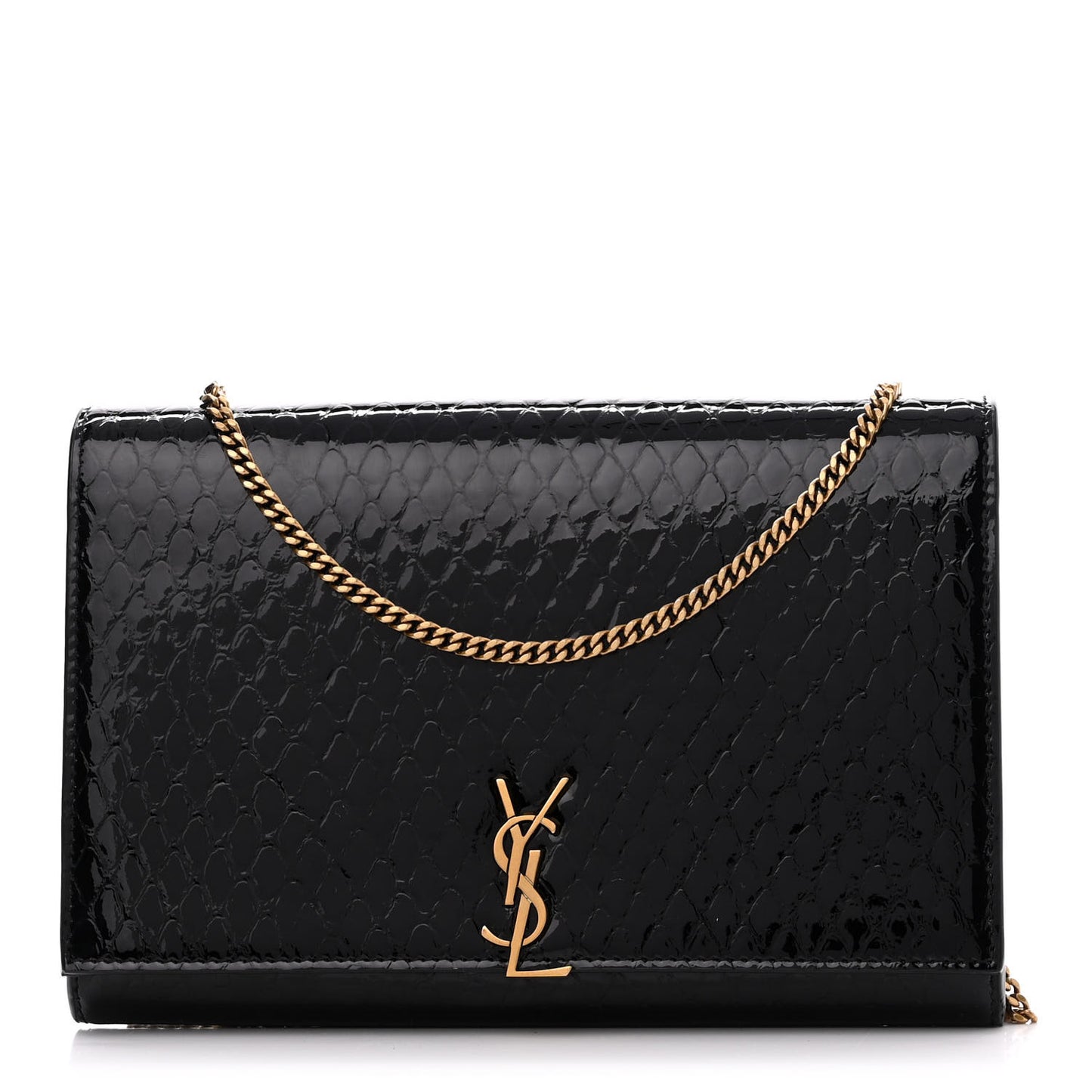 Embossed Monogram Chain Wallet Black