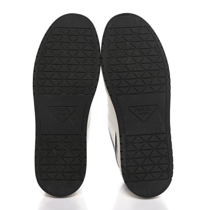 Prada Vitello Sport Spazzolato Rois Triangle Logo Womens Downtown Low Top 30mm Sneakers 37.5 White Black 6 of 9