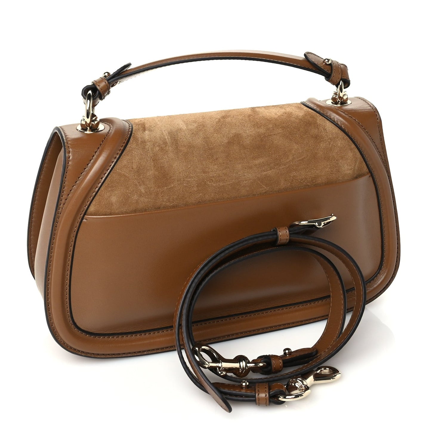 Suede Roxy Calfskin Large Blondie Top Handle Flap Bag  Light Brown