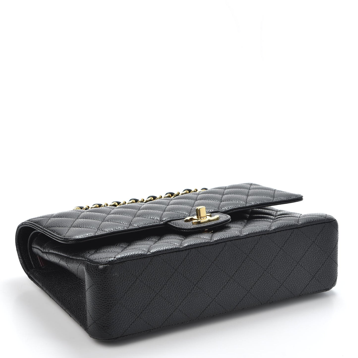 Caviar Quilted Medium Double Flap Black