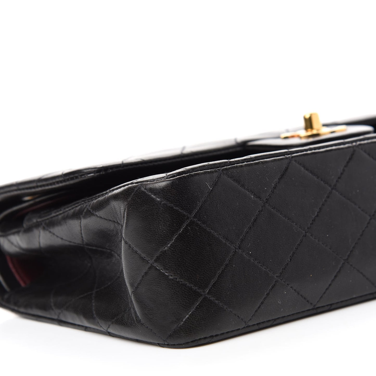 Lambskin Quilted Medium Double Flap Black