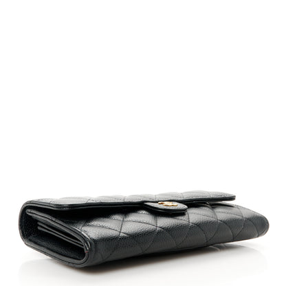 Chanel Caviar Quilted Large Gusset Flap Wallet Black 4 of 10