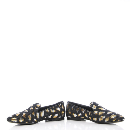 Saint Laurent Jacquard Leopard Print Smoking Loafers 37.5 Black 12 of 12