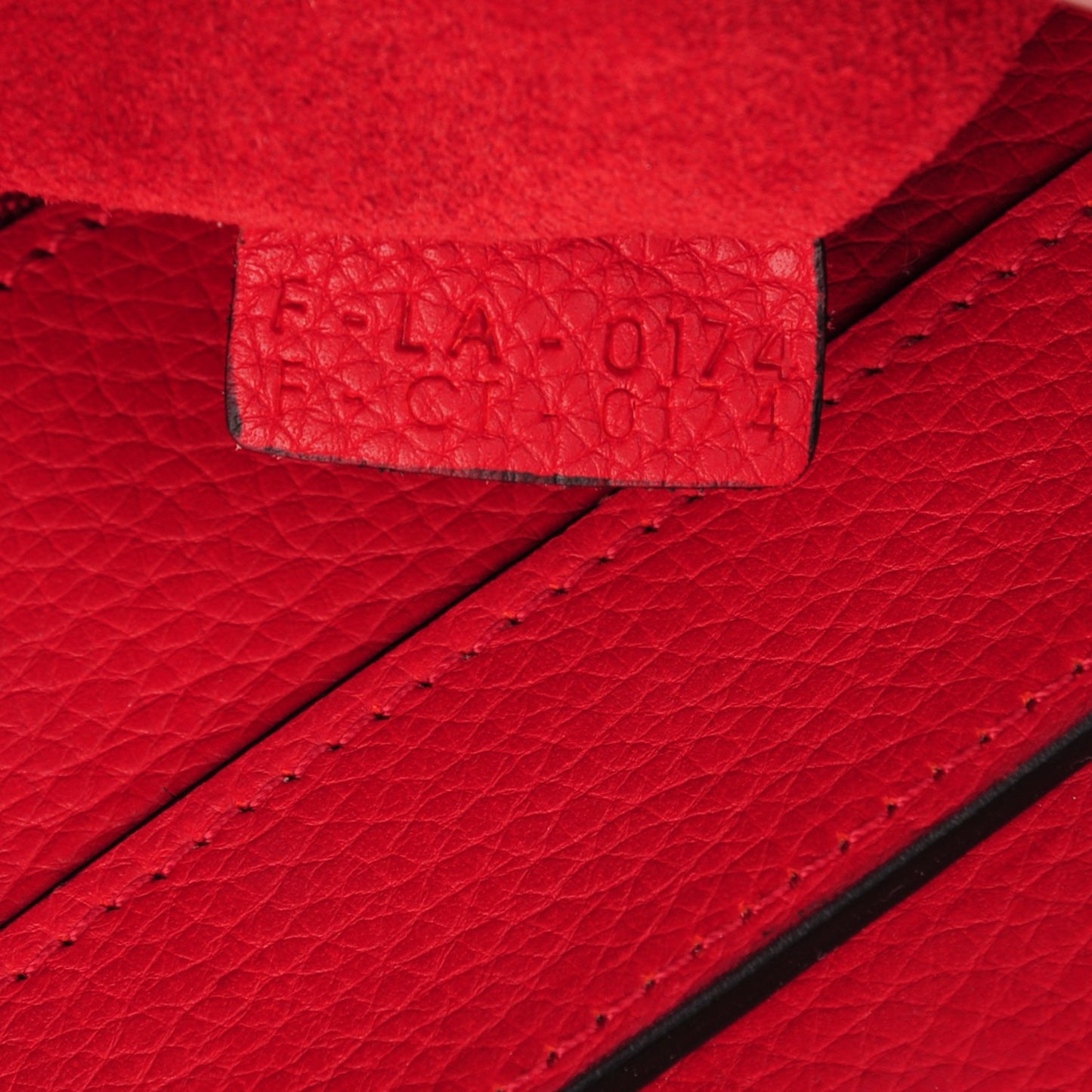 Drummed Calfskin Mini Luggage Coquelicot