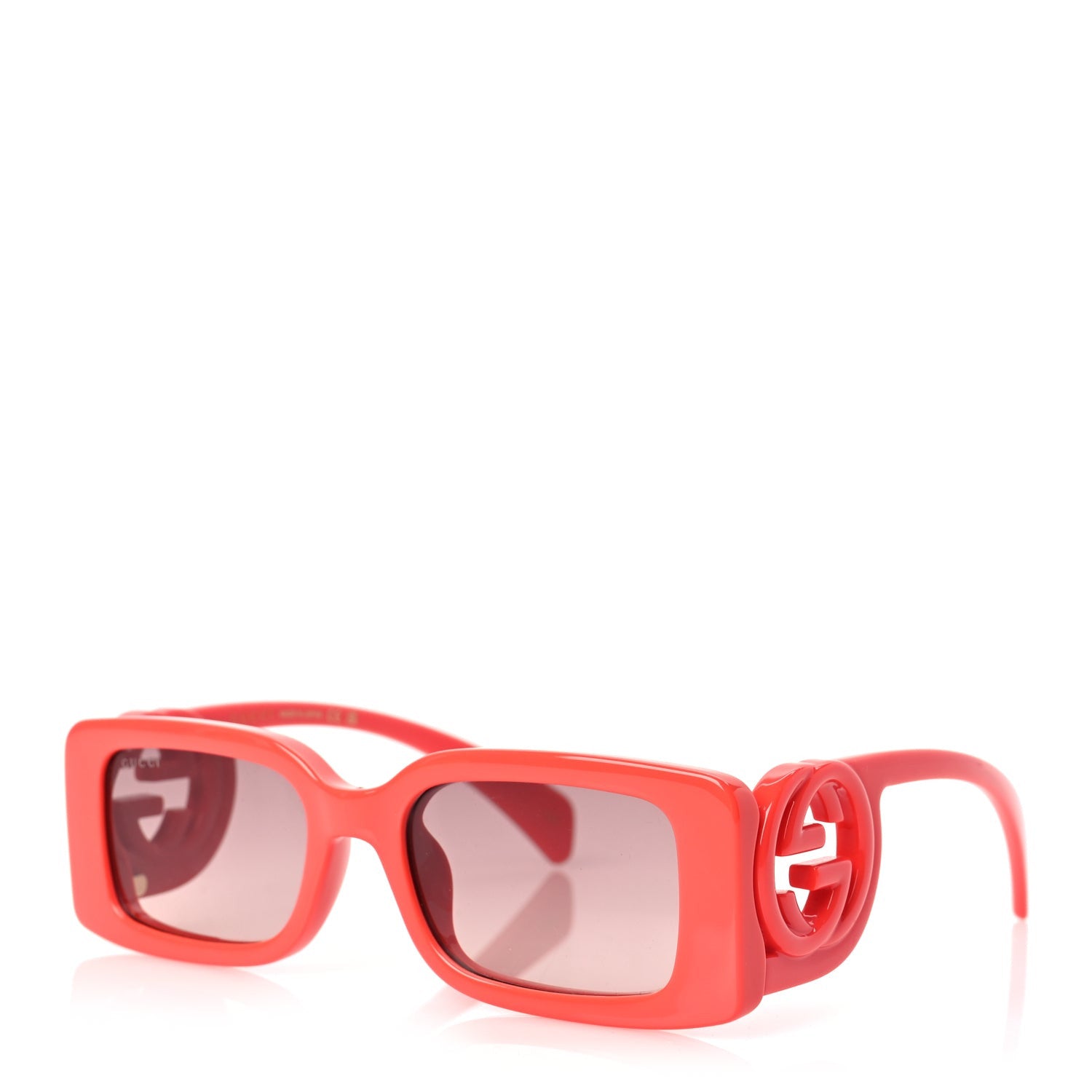 Gucci Acetate Chaise Rectangler Frame Sunglasses GG1325S Salmon Pink 1 of 6