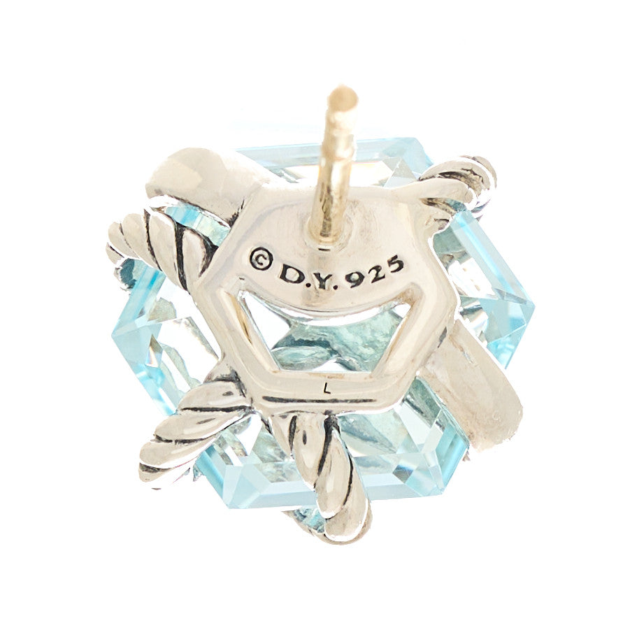 Sterling Silver Diamond Blue Topaz 10mm Cable Wrap Earrings