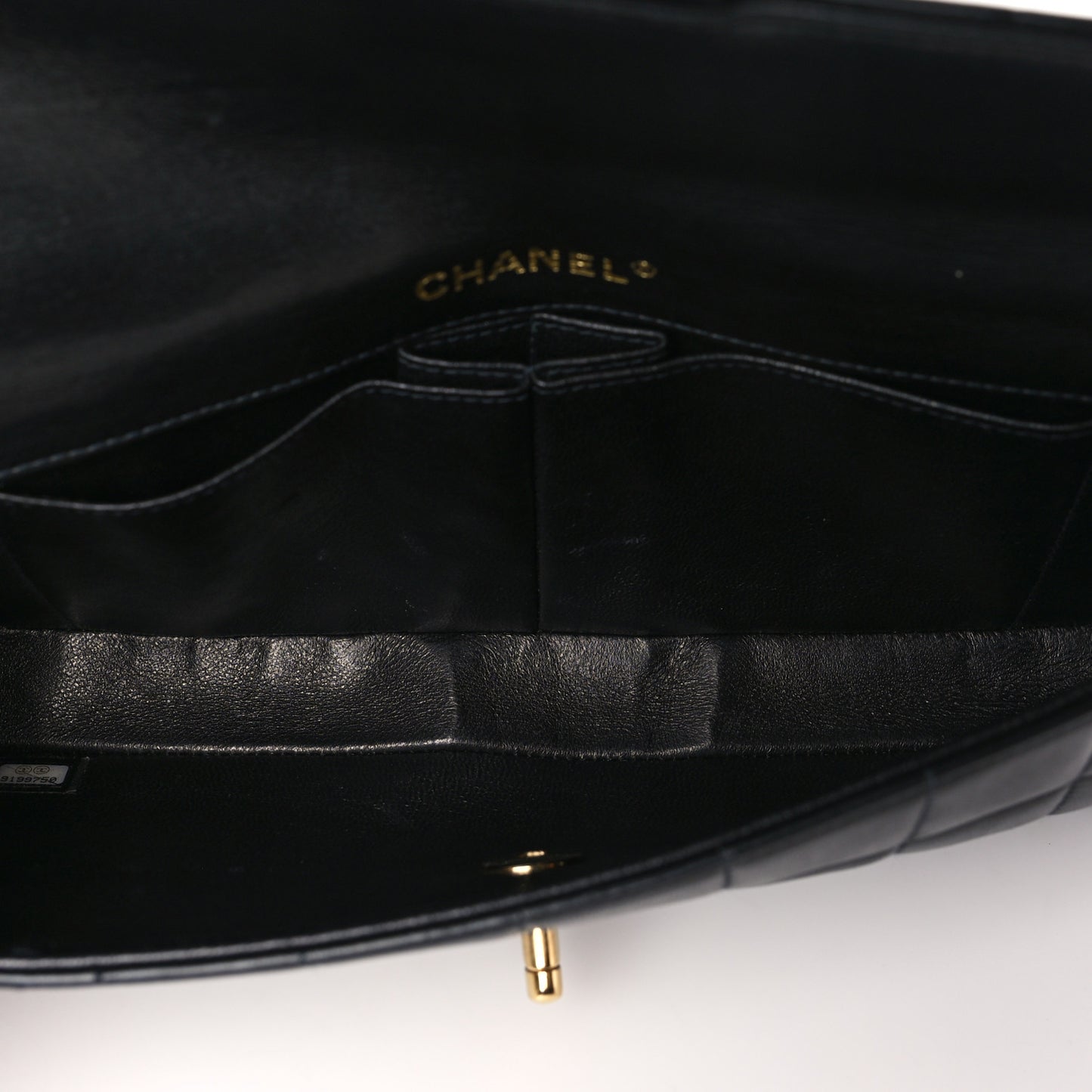 Lambskin East West Chocolate Bar Flap Black