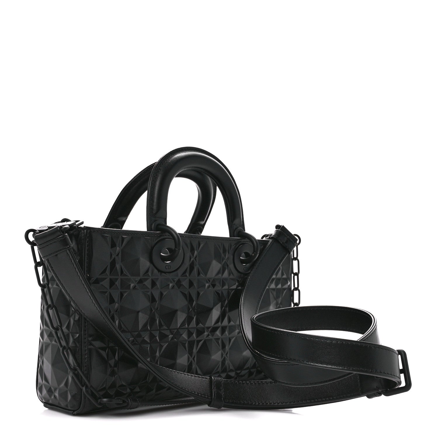 Christian Dior Calfskin Cannage Diamond Medium Lady D-Joy Black 3 of 11