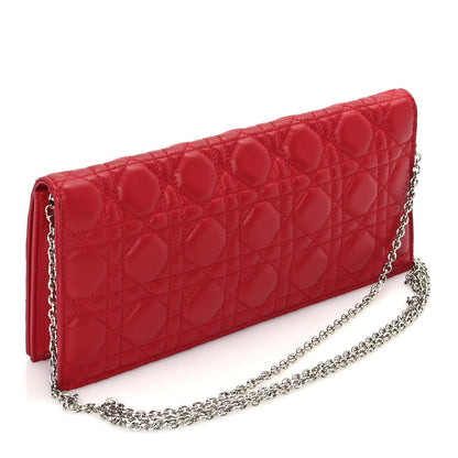 Christian Dior Lambskin Cannage Lady Dior Convertible Clutch Red 2 of 8