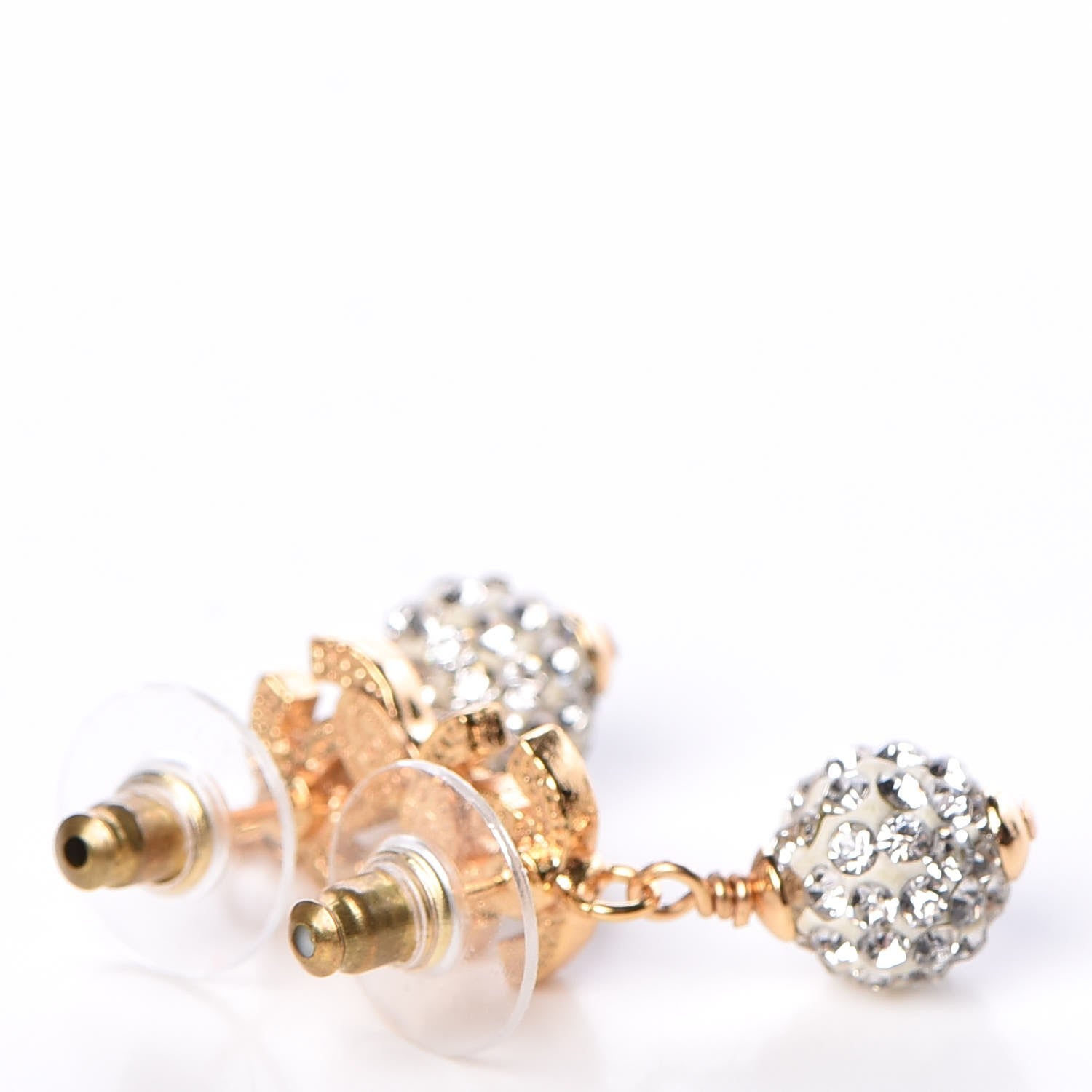 Chanel Crystal CC Drop Earrings Gold 5 of 6
