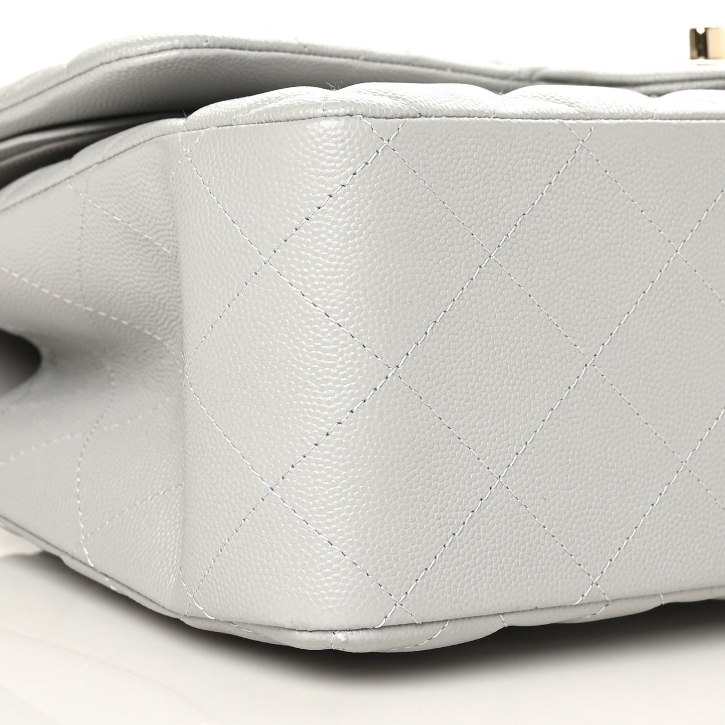 Caviar Quilted Jumbo Double Flap Grey